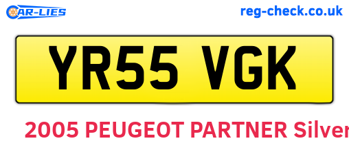 YR55VGK are the vehicle registration plates.