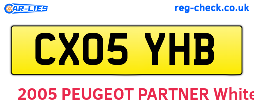 CX05YHB are the vehicle registration plates.