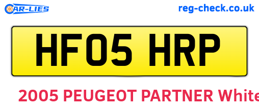HF05HRP are the vehicle registration plates.