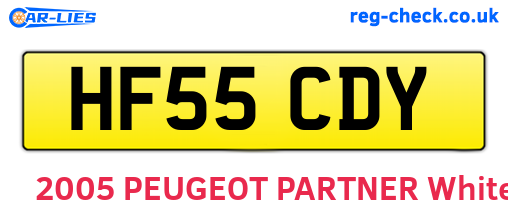 HF55CDY are the vehicle registration plates.