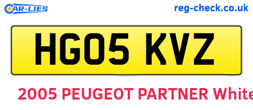 HG05KVZ are the vehicle registration plates.