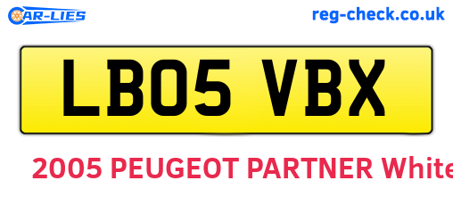 LB05VBX are the vehicle registration plates.