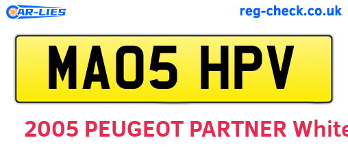 MA05HPV are the vehicle registration plates.