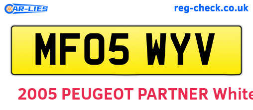 MF05WYV are the vehicle registration plates.