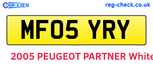 MF05YRY are the vehicle registration plates.