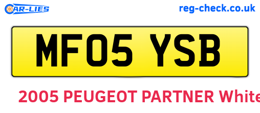 MF05YSB are the vehicle registration plates.