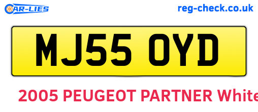 MJ55OYD are the vehicle registration plates.