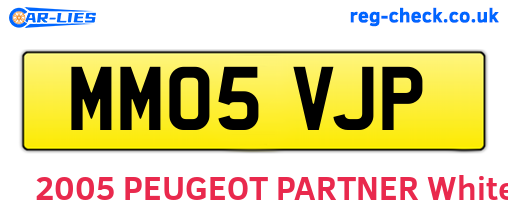 MM05VJP are the vehicle registration plates.