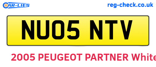 NU05NTV are the vehicle registration plates.