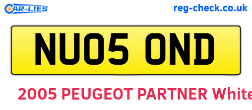 NU05OND are the vehicle registration plates.