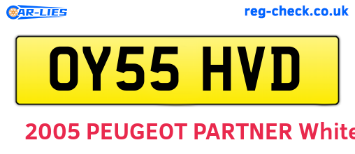 OY55HVD are the vehicle registration plates.