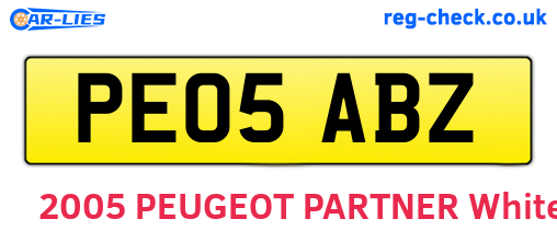 PE05ABZ are the vehicle registration plates.