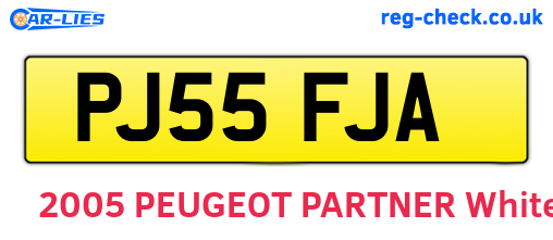 PJ55FJA are the vehicle registration plates.