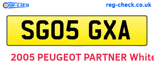 SG05GXA are the vehicle registration plates.