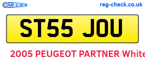 ST55JOU are the vehicle registration plates.