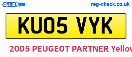 KU05VYK are the vehicle registration plates.