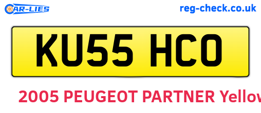 KU55HCO are the vehicle registration plates.