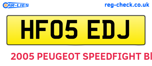 HF05EDJ are the vehicle registration plates.