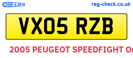 VX05RZB are the vehicle registration plates.