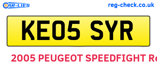 KE05SYR are the vehicle registration plates.