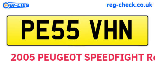 PE55VHN are the vehicle registration plates.