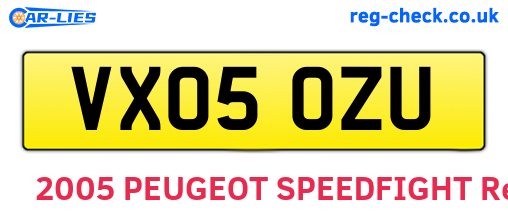 VX05OZU are the vehicle registration plates.