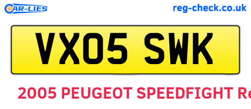 VX05SWK are the vehicle registration plates.