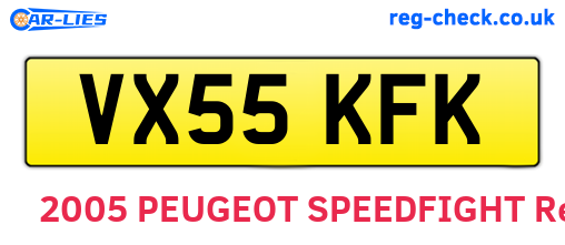 VX55KFK are the vehicle registration plates.