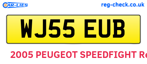 WJ55EUB are the vehicle registration plates.