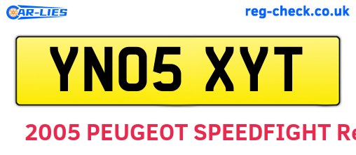 YN05XYT are the vehicle registration plates.