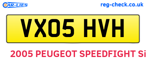 VX05HVH are the vehicle registration plates.