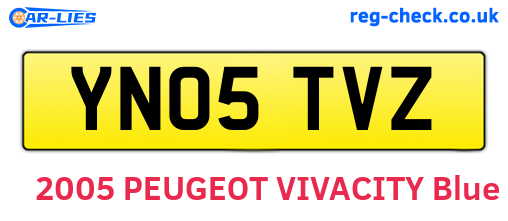 YN05TVZ are the vehicle registration plates.