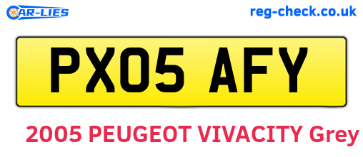 PX05AFY are the vehicle registration plates.