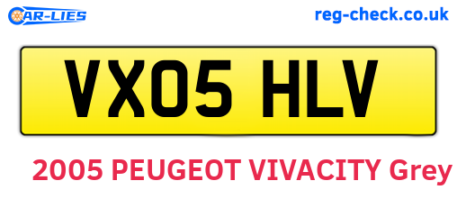 VX05HLV are the vehicle registration plates.