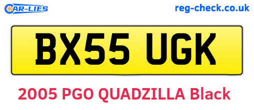 BX55UGK are the vehicle registration plates.