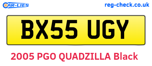 BX55UGY are the vehicle registration plates.