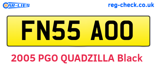 FN55AOO are the vehicle registration plates.