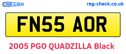 FN55AOR are the vehicle registration plates.