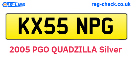 KX55NPG are the vehicle registration plates.