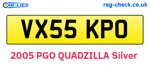 VX55KPO are the vehicle registration plates.