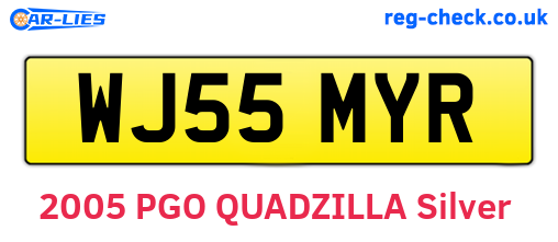 WJ55MYR are the vehicle registration plates.