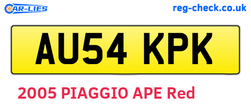 AU54KPK are the vehicle registration plates.