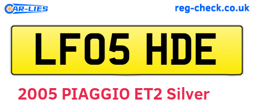 LF05HDE are the vehicle registration plates.