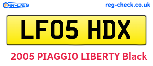 LF05HDX are the vehicle registration plates.