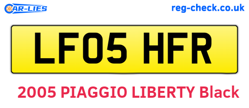 LF05HFR are the vehicle registration plates.