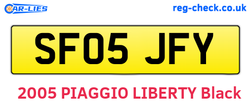 SF05JFY are the vehicle registration plates.