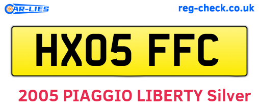 HX05FFC are the vehicle registration plates.