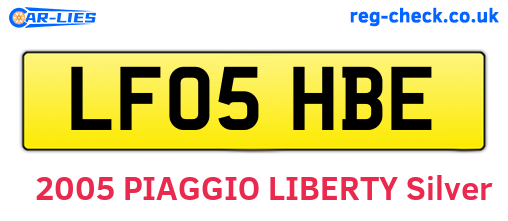 LF05HBE are the vehicle registration plates.