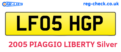 LF05HGP are the vehicle registration plates.