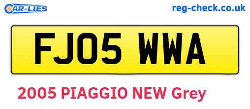 FJ05WWA are the vehicle registration plates.